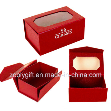 Red Special Paper Folding Box with Top Clear PVC Window